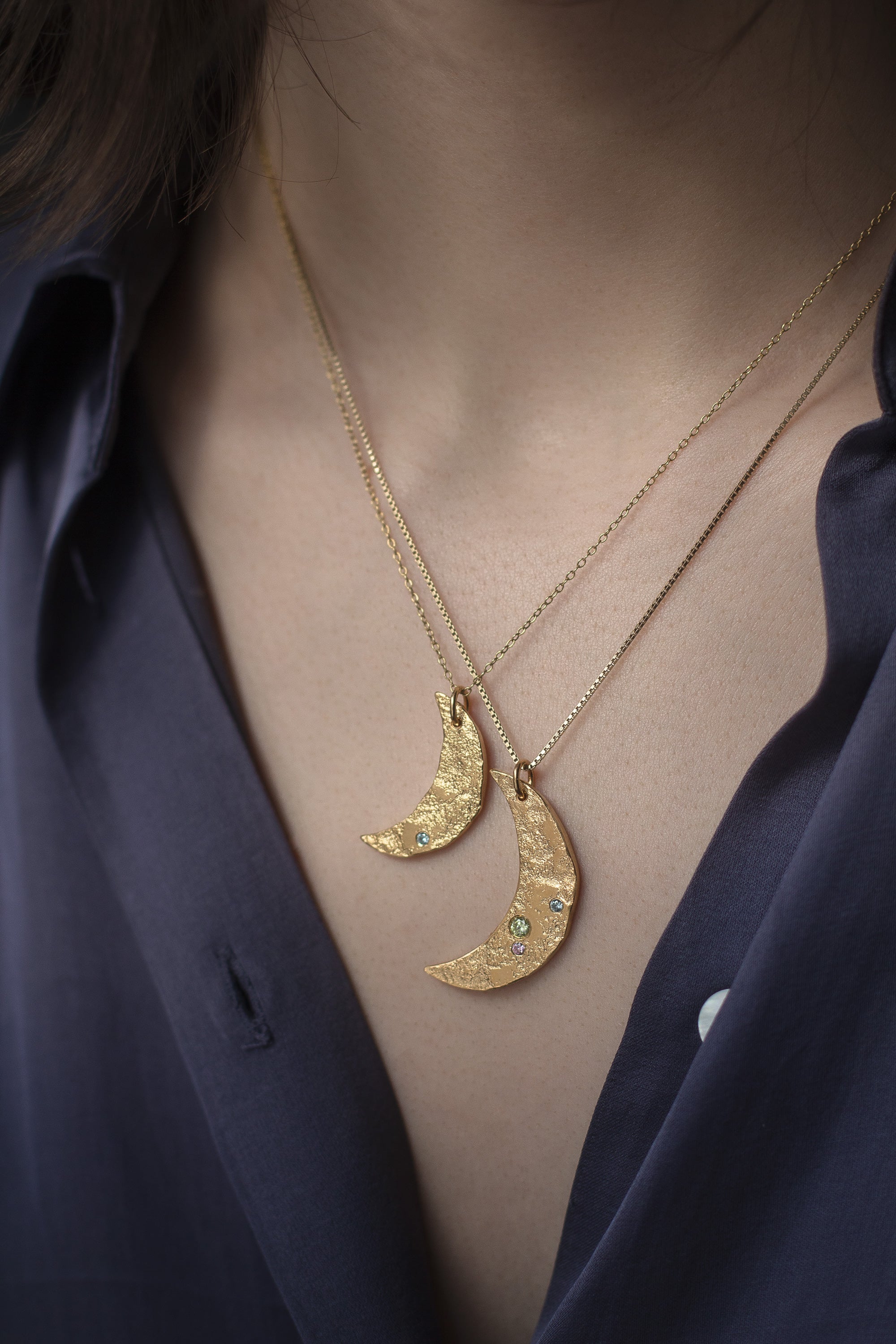 Gold crescent sale moon necklace