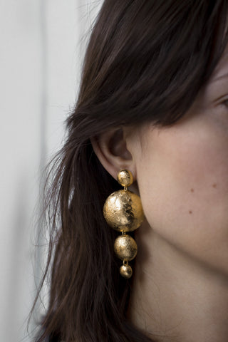 Moon Globe Earrings Gold